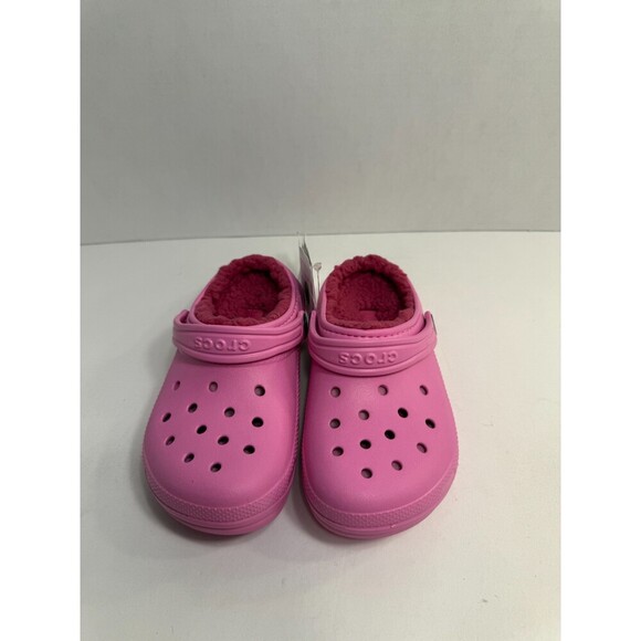 084 Crocs Classic Furry Clog, Pink-US 13 Kids - Picture 3 of 5